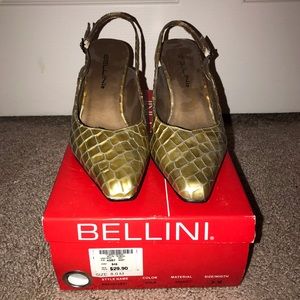 Bellini Rochelle Gold Snakeskin Pattern Slingbacks